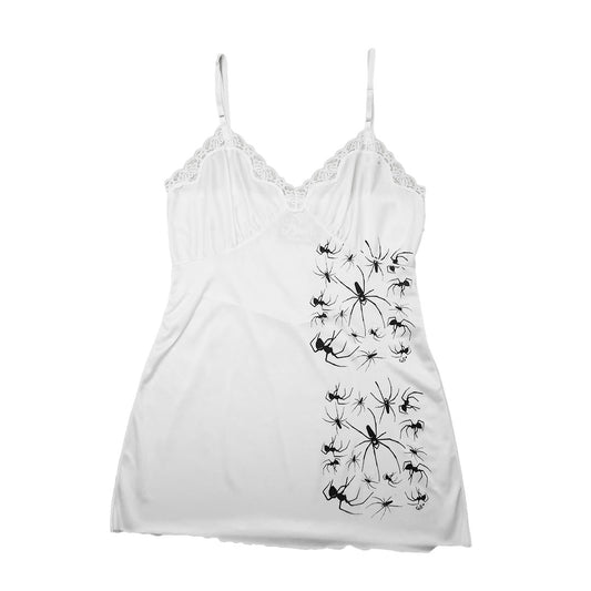 “I Love Spiders" White Lace Tank - Medium