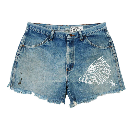 "Cobweb Club" Denim Shorts - large
