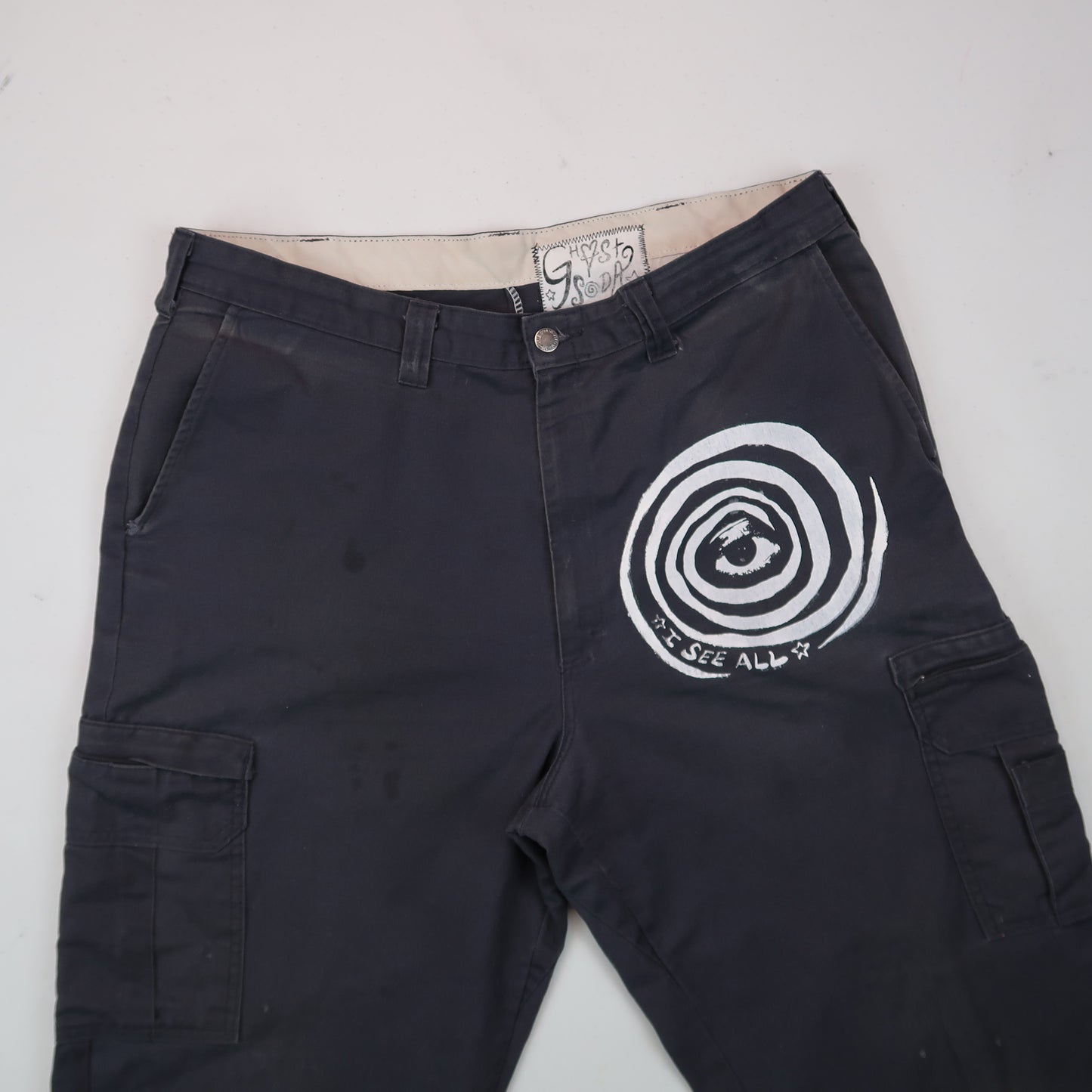 “I See All" (Eye Spiral) Upcycled Dickies Pants - XL