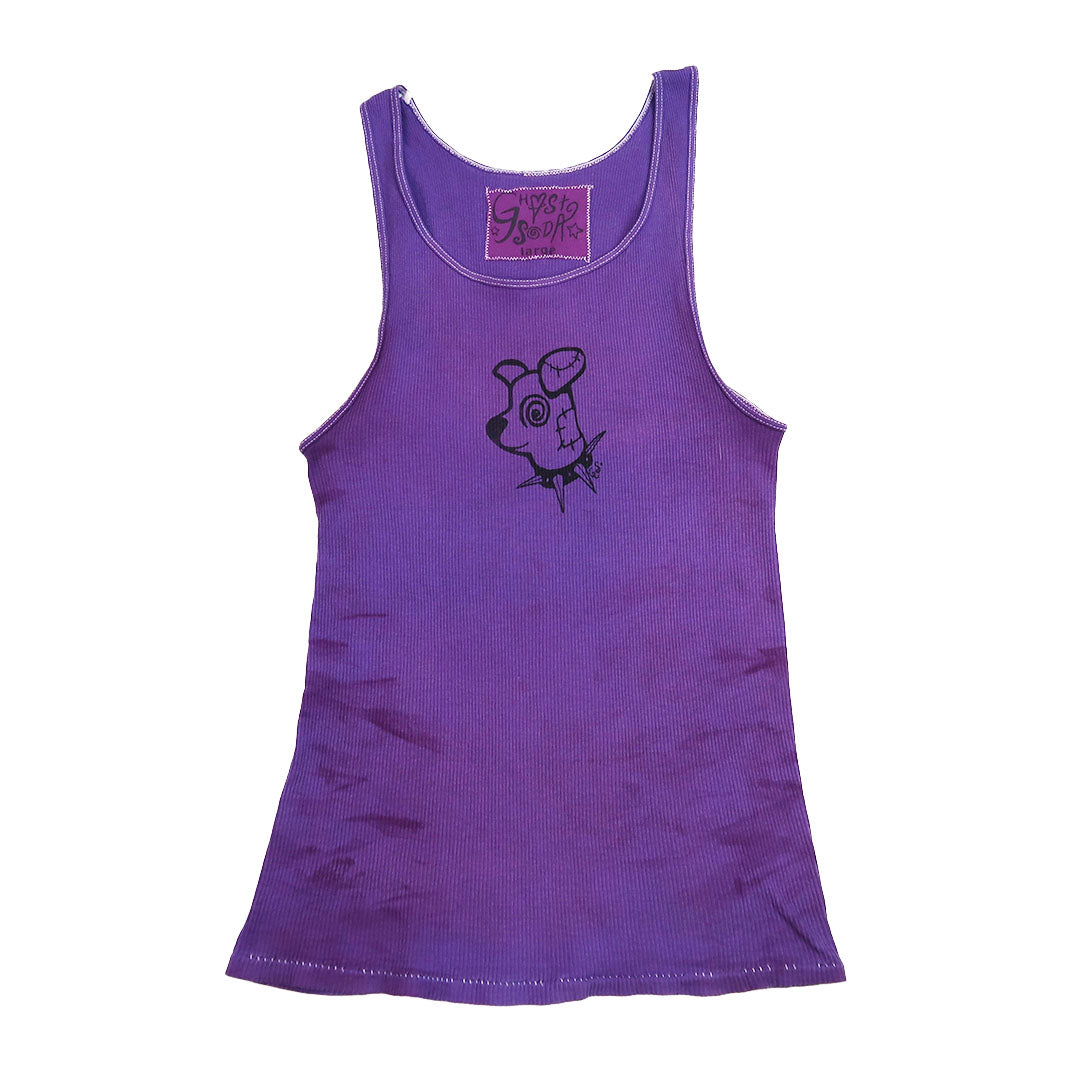 "Patches the Dog" Purple Ribbed Tank - Large