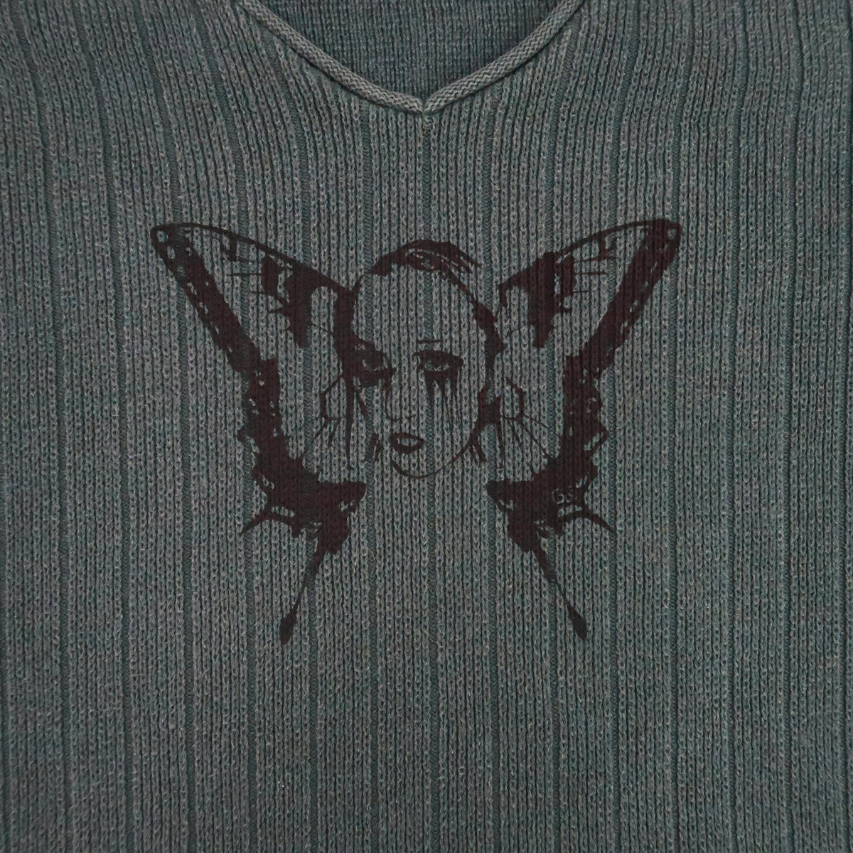 "Weeping Butterfly" Forest Green Sweater - Small