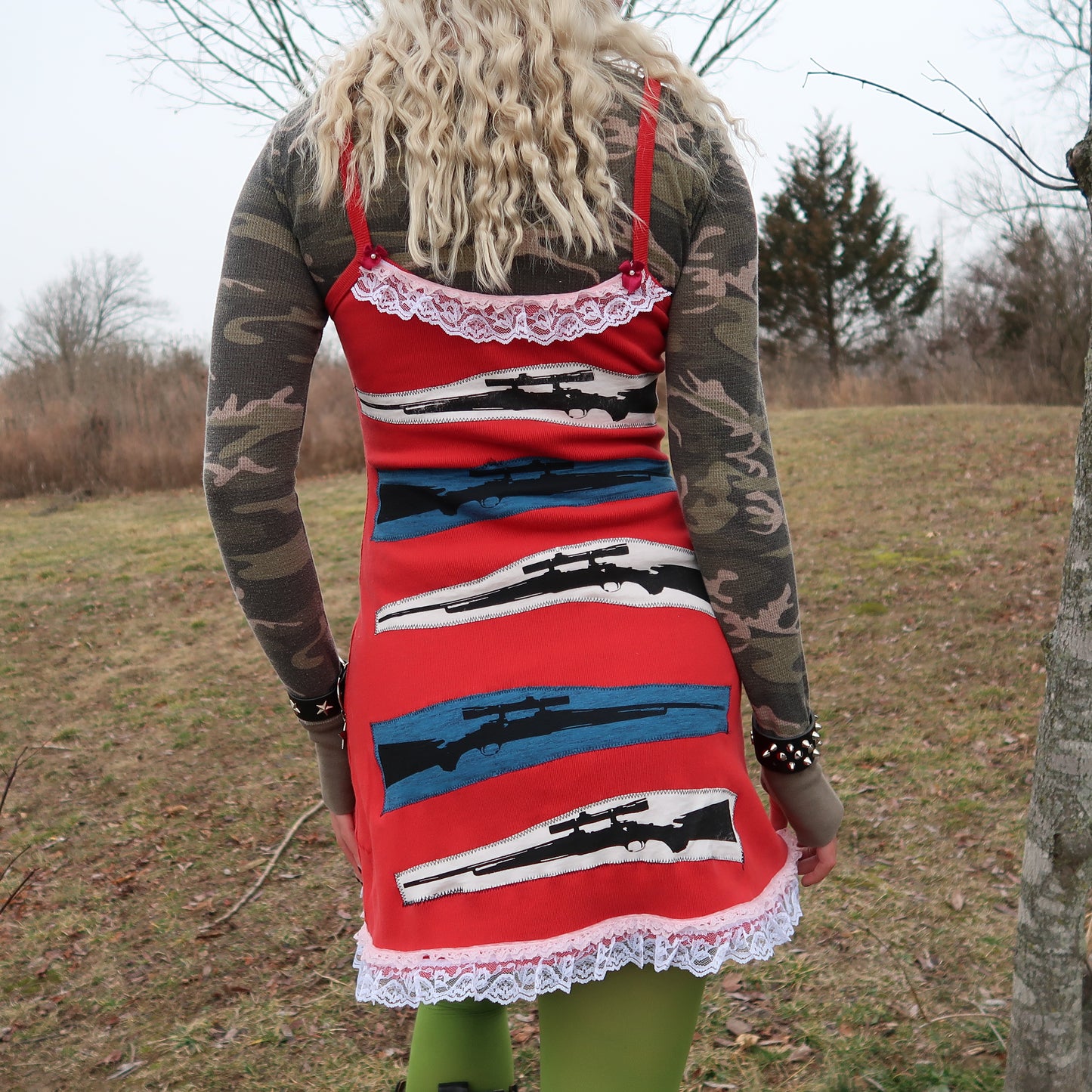 1OF1 “Fragile and Dangerous” REVERSIBLE Red Patchwork Dress - Small