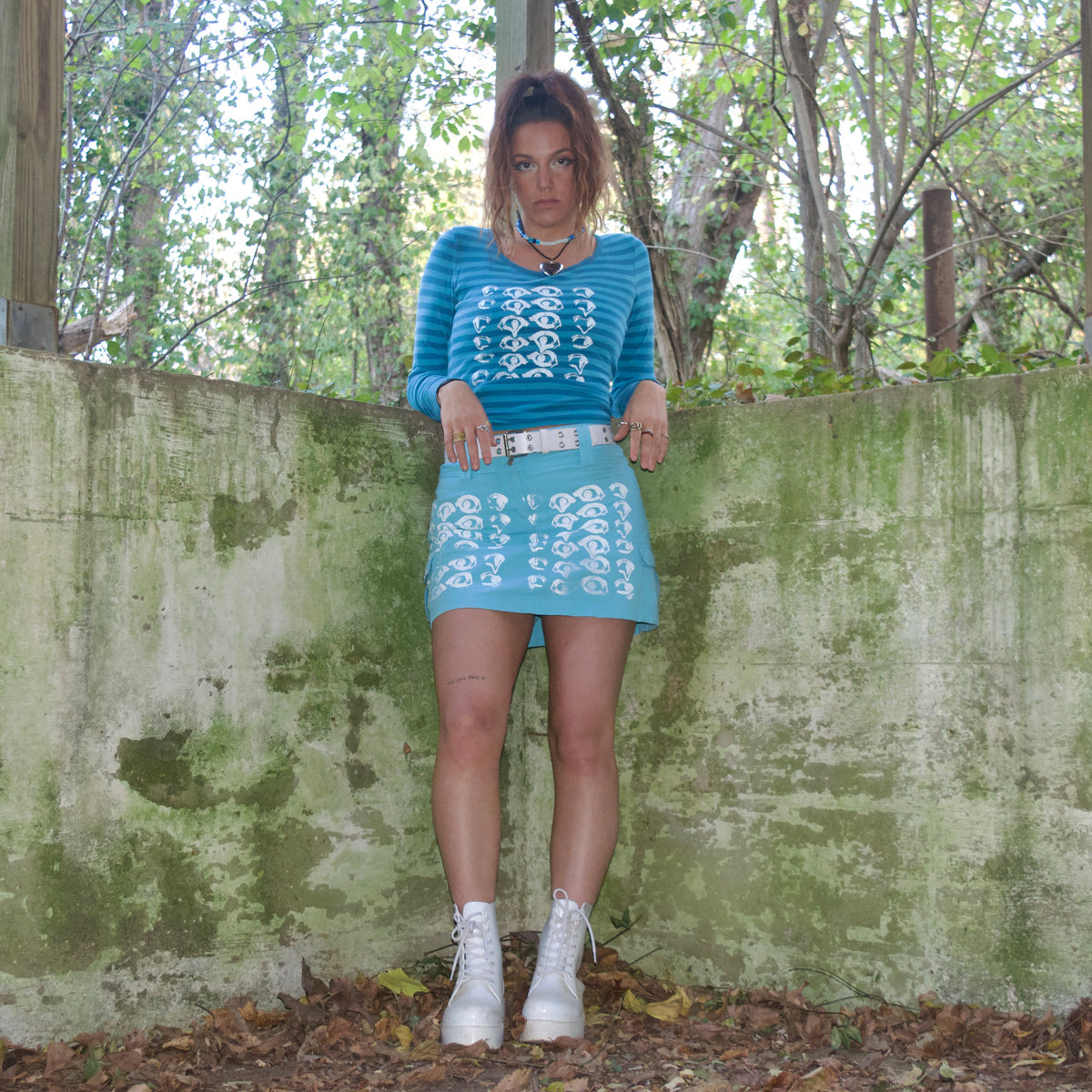 "Melted Visions" Blue Skirt - Medium