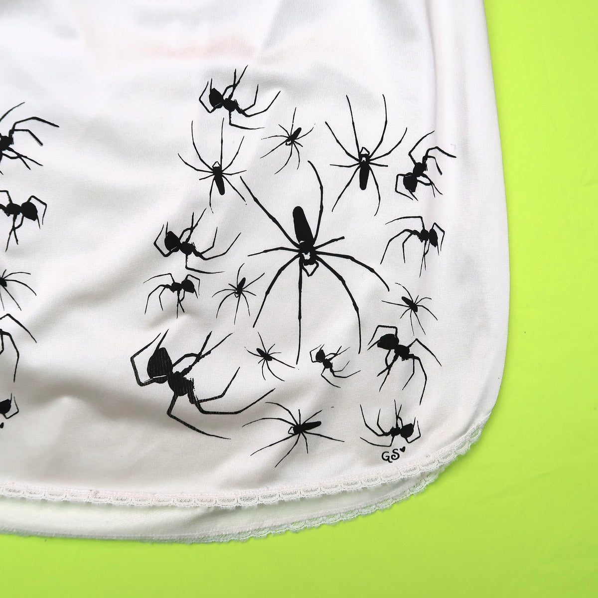 “I Love Spiders" White Slip Skirt - Small