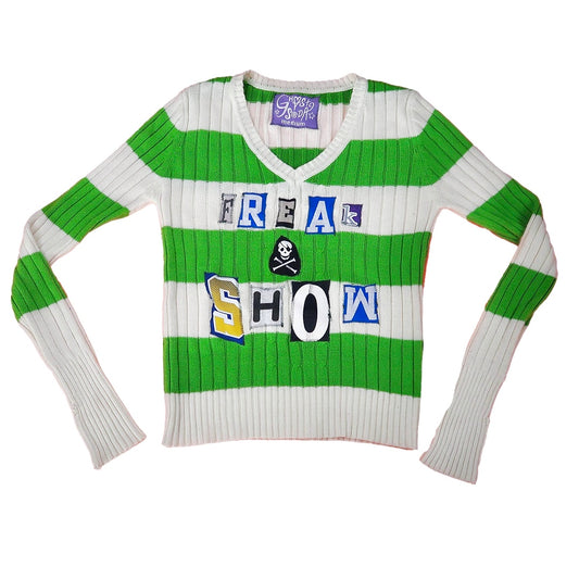 "FREAK SHOW" Ghost Soda Patchwork Sweater - Medium