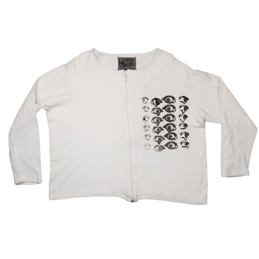 “Melted Visions" White Cardigan - XL