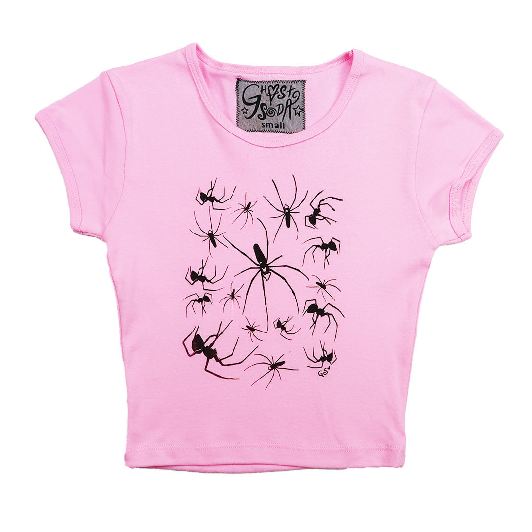 "I Love Spiders" Pink Baby Tee