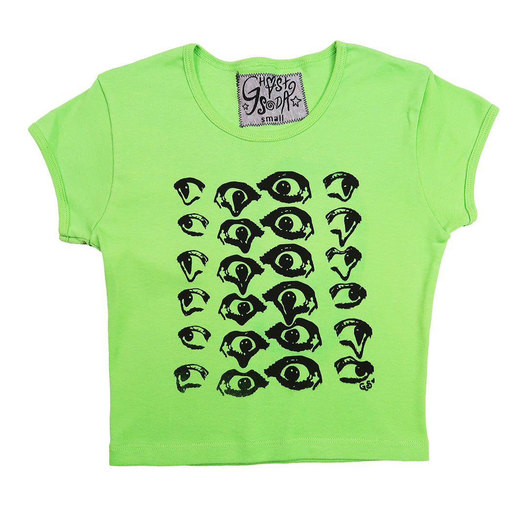 "Melted Visions" Green Baby Tee (Black Version)