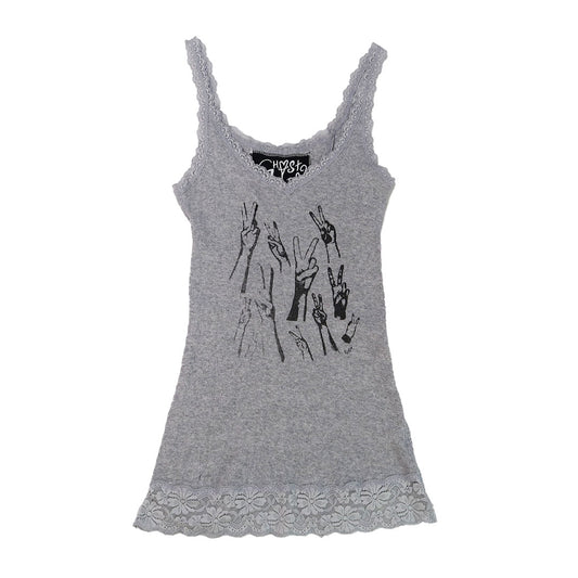 "Peacekeeper" Gray Lace Tank - Small
