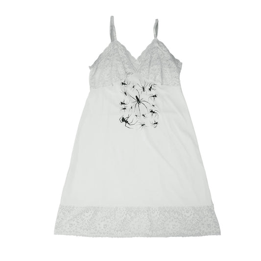 "I Love Spiders" White Lace Slip Dress - Medium