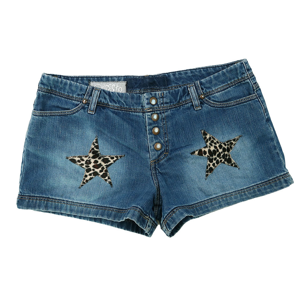 "CHEETAH STAR" Ghost Soda Patchwork Star Shorts - Medium