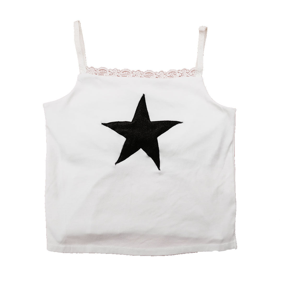 "I"M A STAR" White Lace Tank - Large