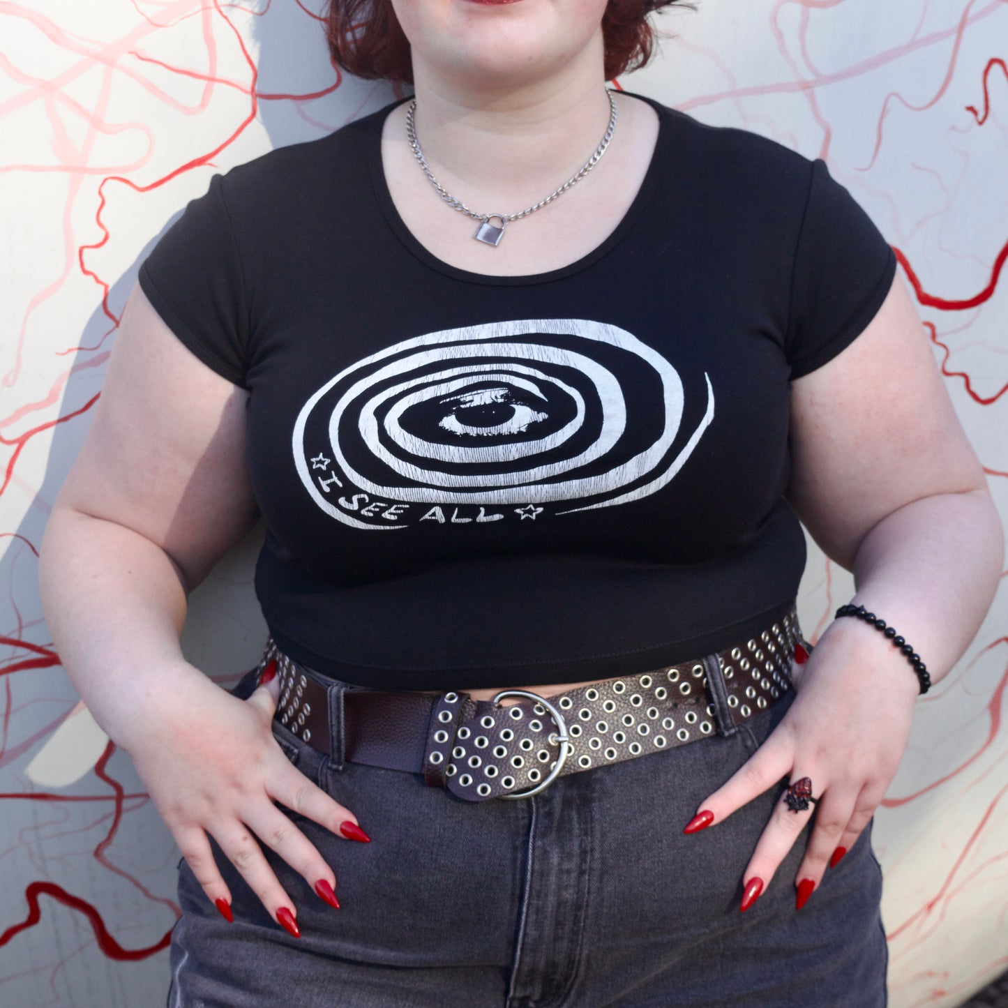 PRE-ORDER "I See All" (Eye Spiral) Black Baby Tee