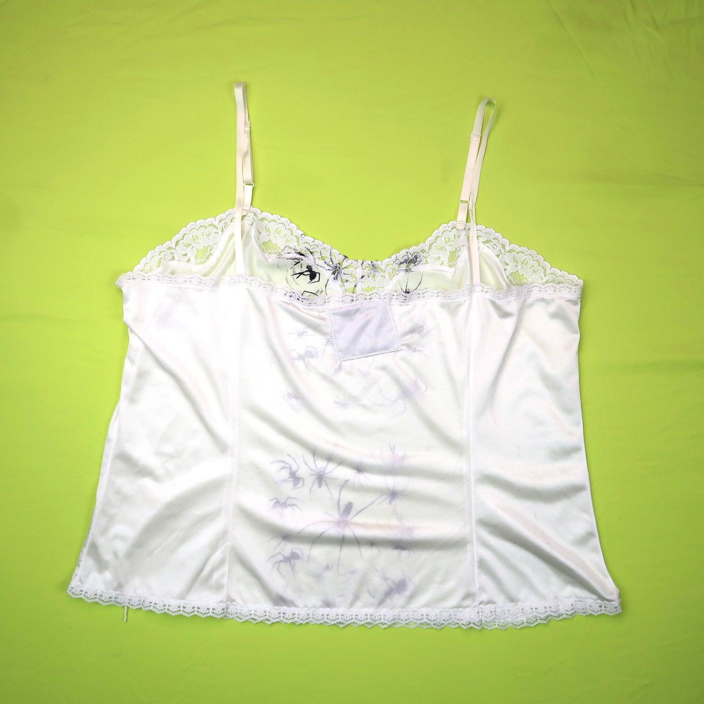 "I Love Spiders" White Lace Tank - XL