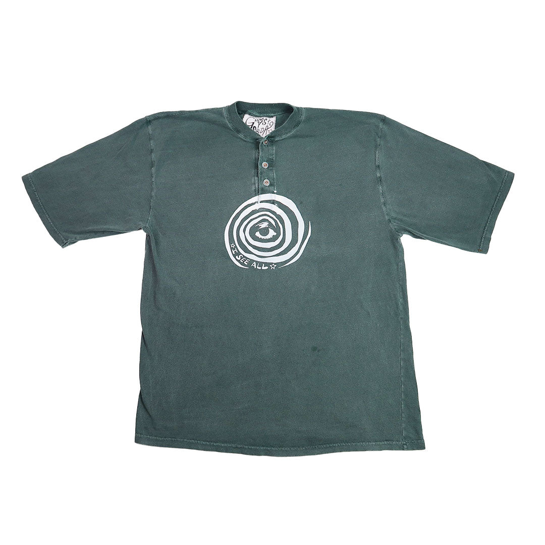 "I See All" (Eye Spiral) Faded Green T-shirt - Large