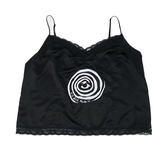 "I See All (Eye Spiral)" Black Lace Tank - XL