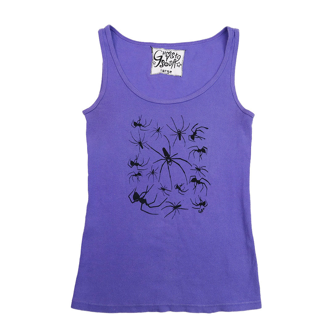 "I Love Spiders" Purple Ribbed Tank - Large