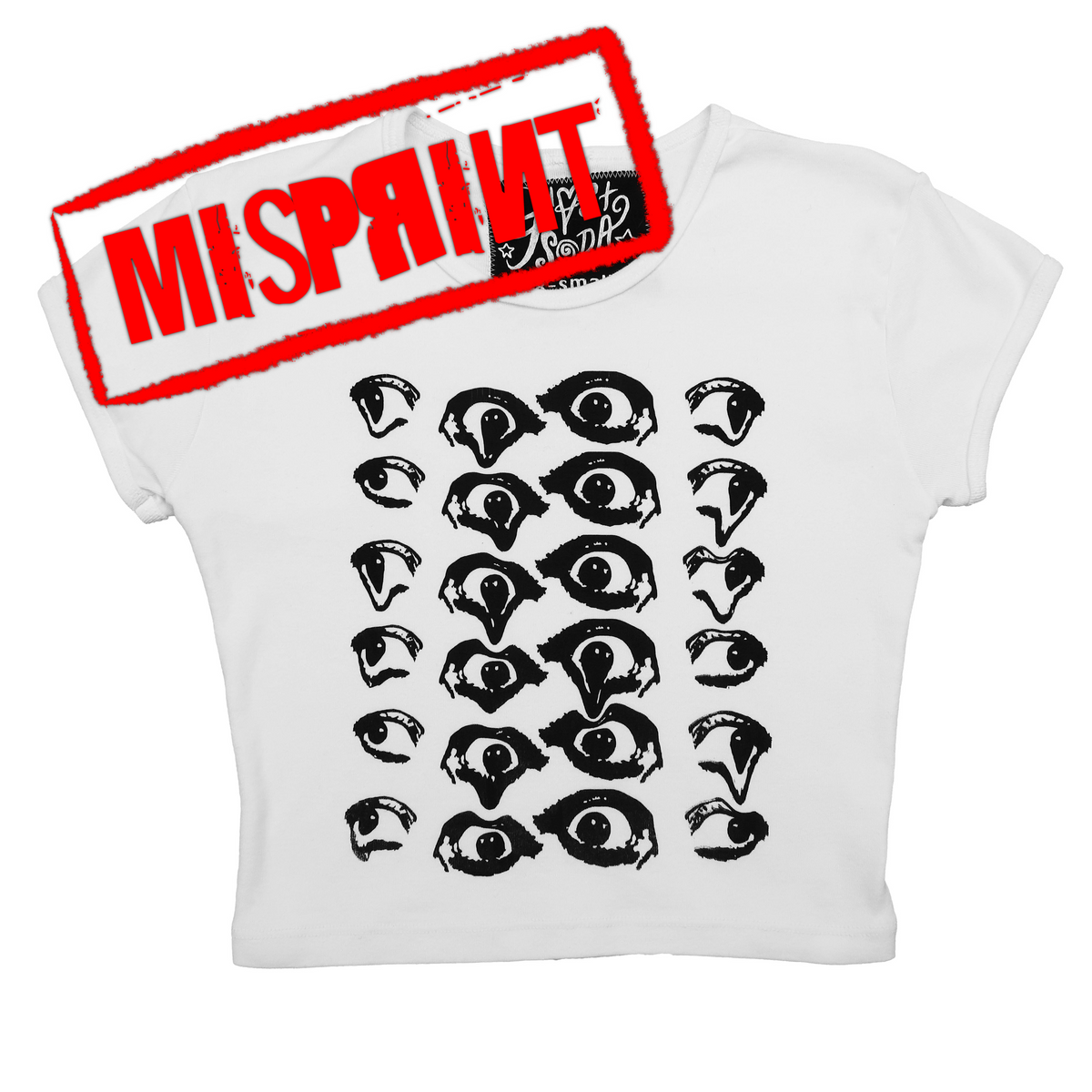 (MISPRINTS) "Melted Visions" Baby Tee in White