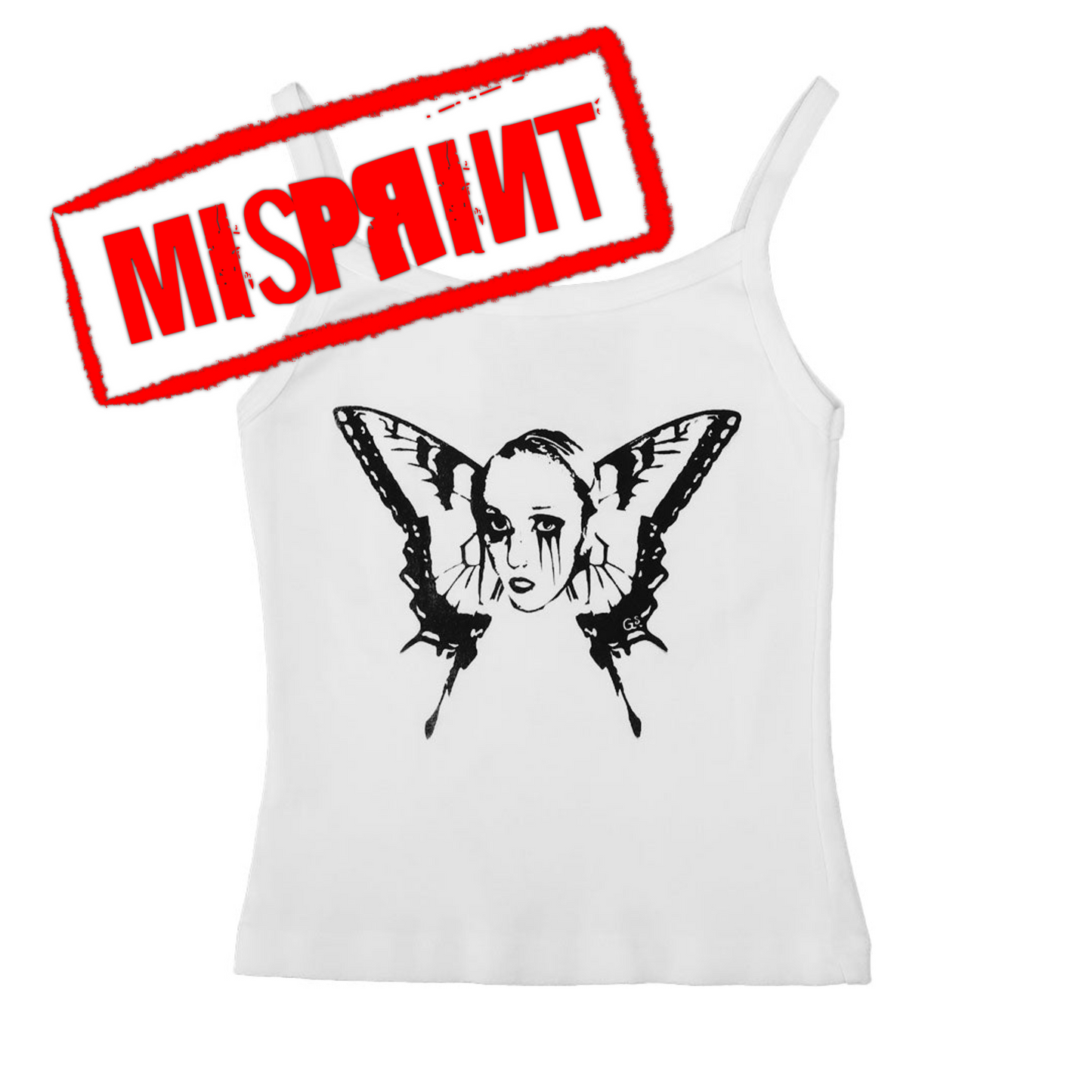 (MISPRINTS) "Weeping Butterfly" White Tank Top