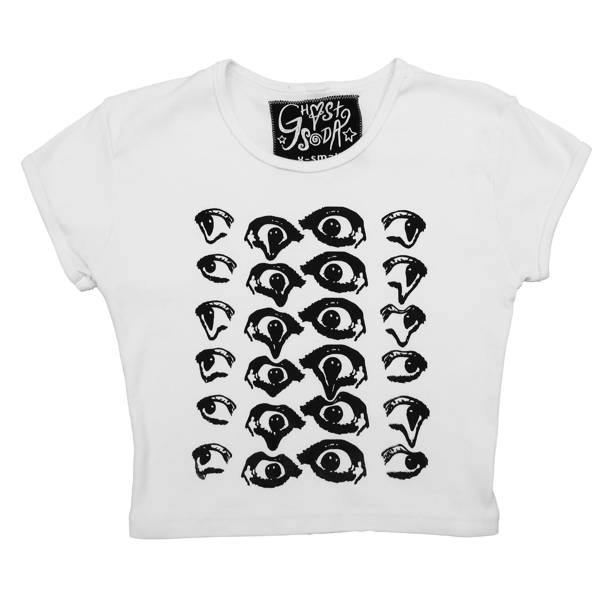 (MISPRINTS) "Melted Visions" Baby Tee in White