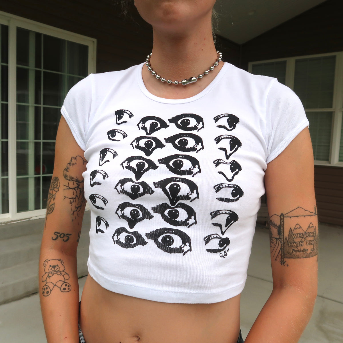 "Melted Visions" White Baby Tee