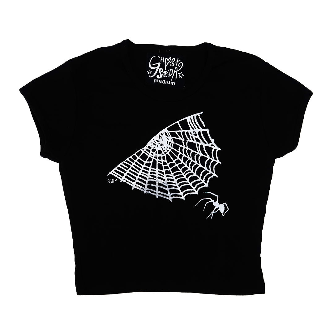 "Cobweb Club" Black Baby Tee