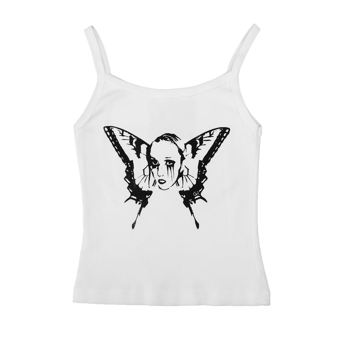 (MISPRINTS) "Weeping Butterfly" White Tank Top
