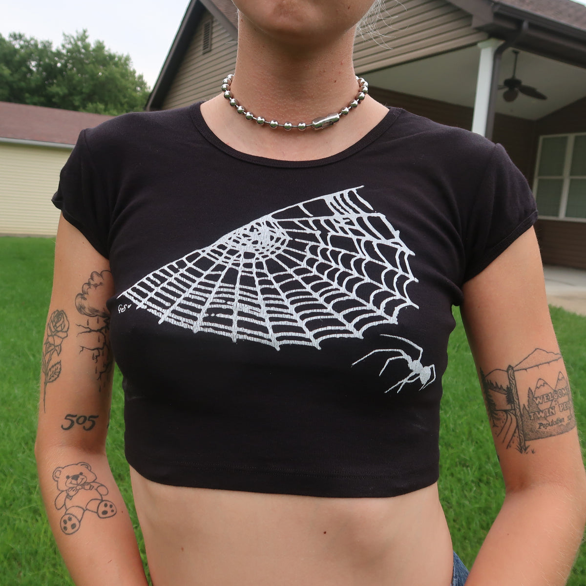"Cobweb Club" Black Baby Tee