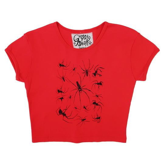 "I Love Spiders" Red Baby Tee - Large