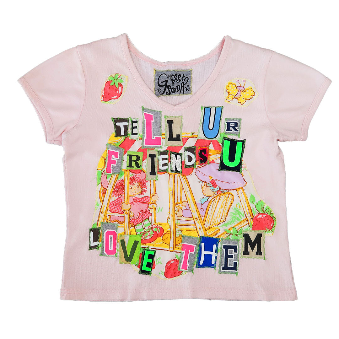 "Love Your Friends" Ghost Soda Patchwork Top - Medium