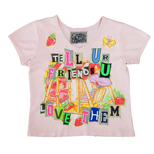 "Love Your Friends" Ghost Soda Patchwork Top - Medium