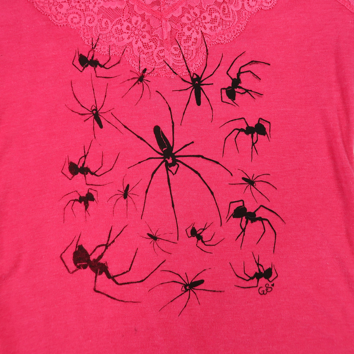 "I Love Spiders" Pink Lace Tank - Medium