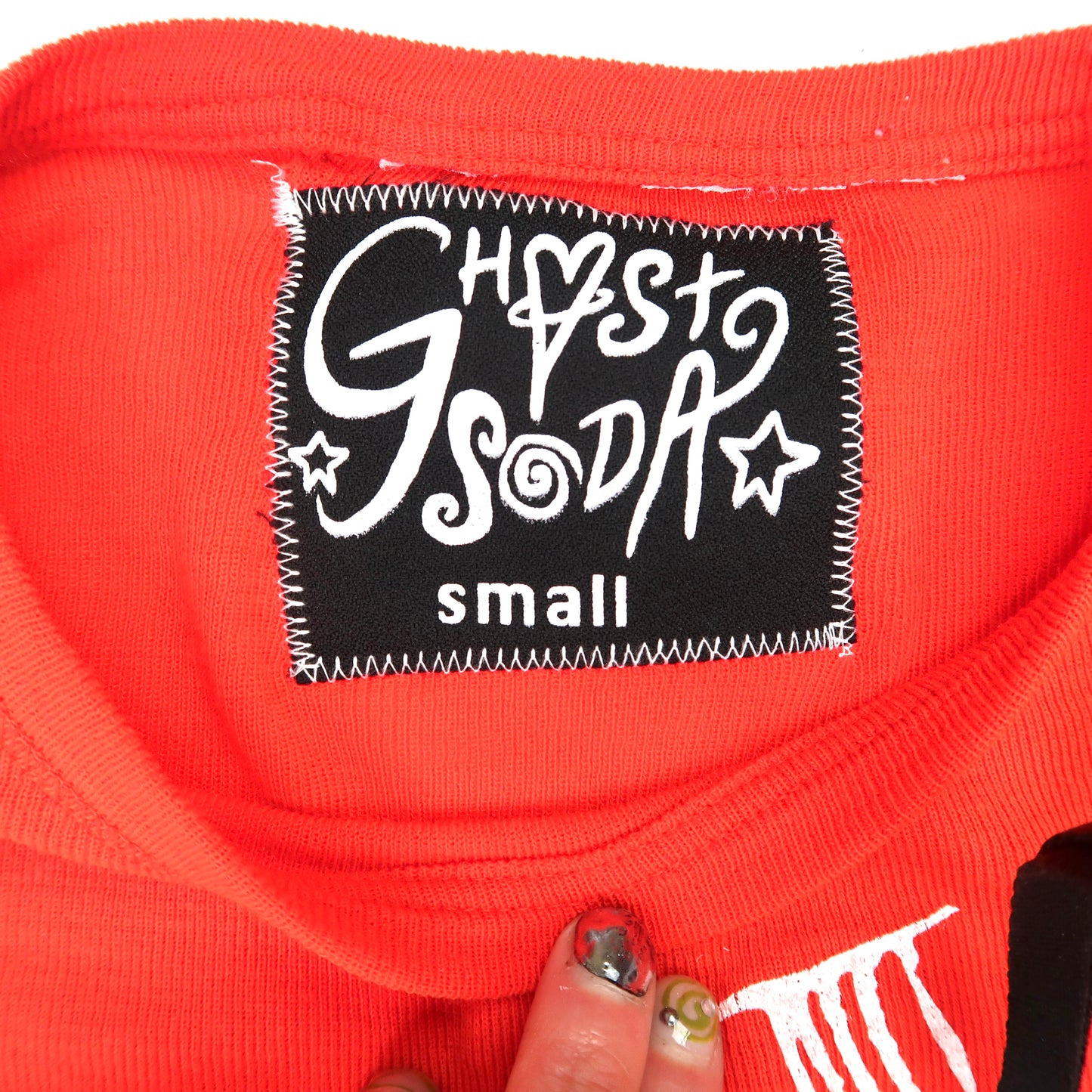 "Cobweb Club" Bright Red Long Sleeve Top - Small