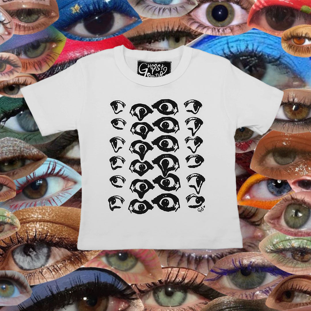MISPRINT "Melted Visions" Crop Top in White