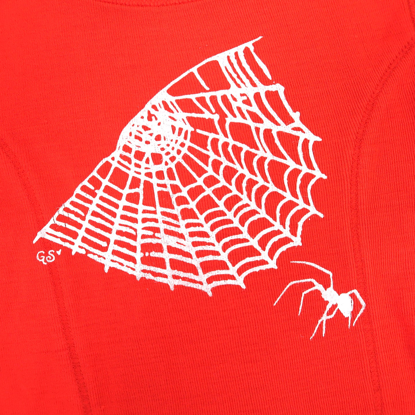 "Cobweb Club" Bright Red Long Sleeve Top - Small