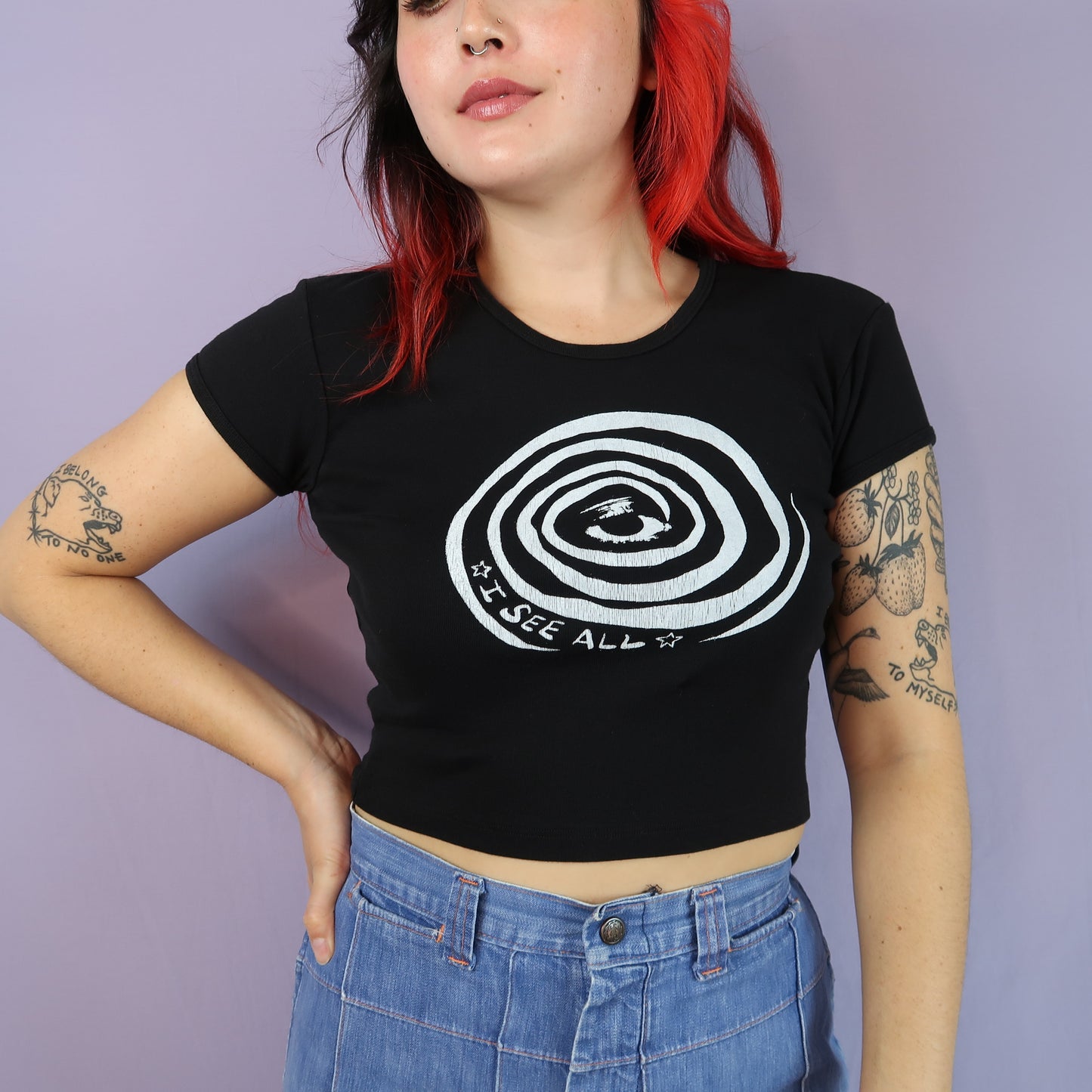 PRE-ORDER "I See All" (Eye Spiral) Black Baby Tee