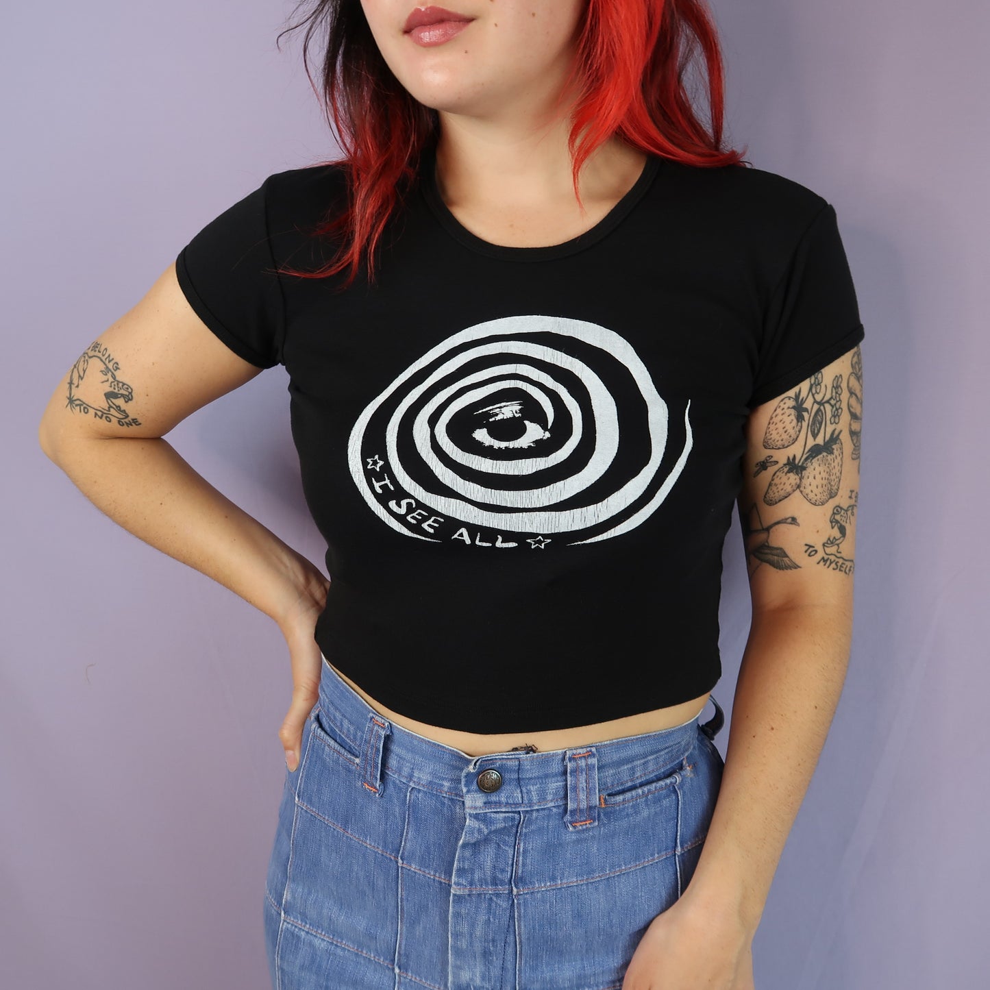 PRE-ORDER "I See All" (Eye Spiral) Black Baby Tee