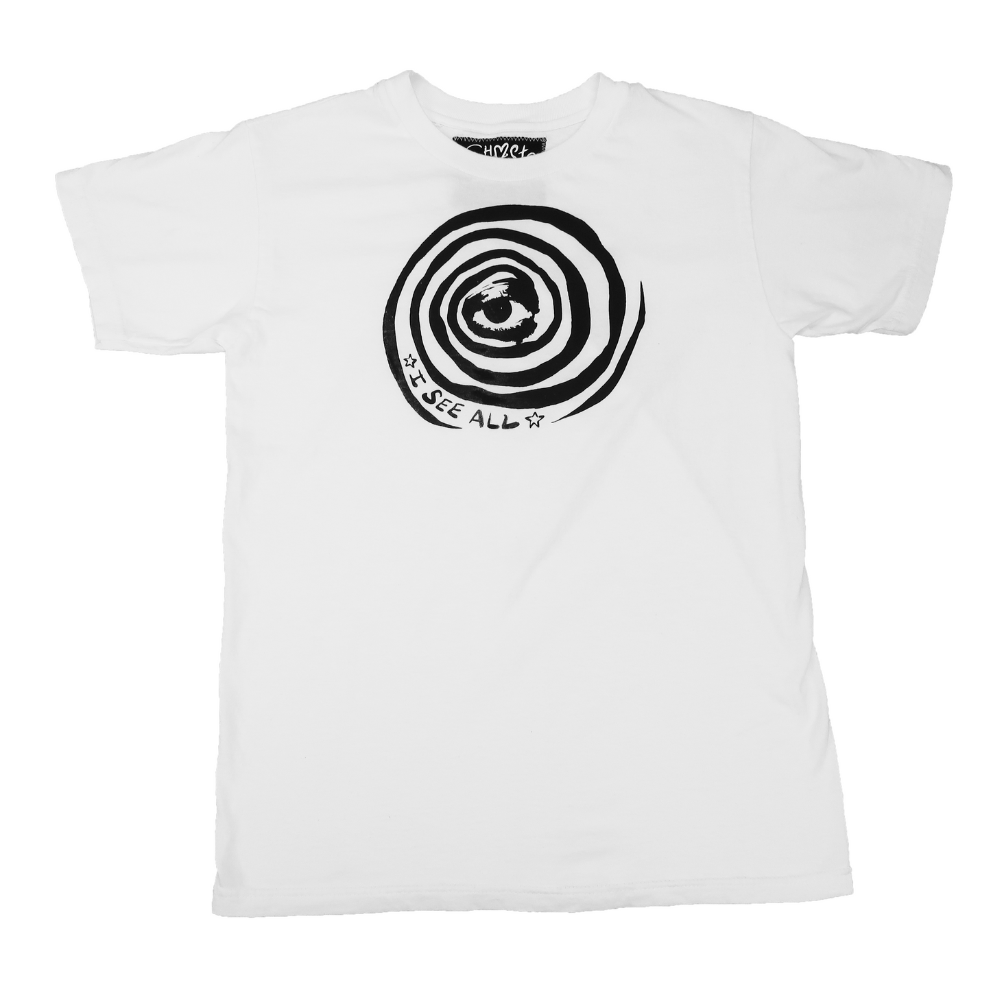 "I See All" (Eye Spiral) White T-shirt - Medium