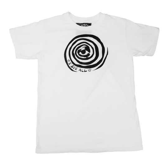 "I See All" (Eye Spiral) White T-shirt - Medium