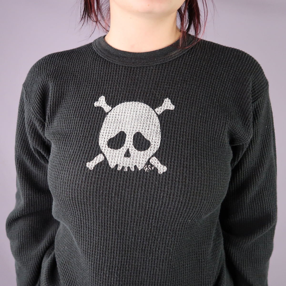 "Grim Skull" Gray Thermal Long Sleeve - Small