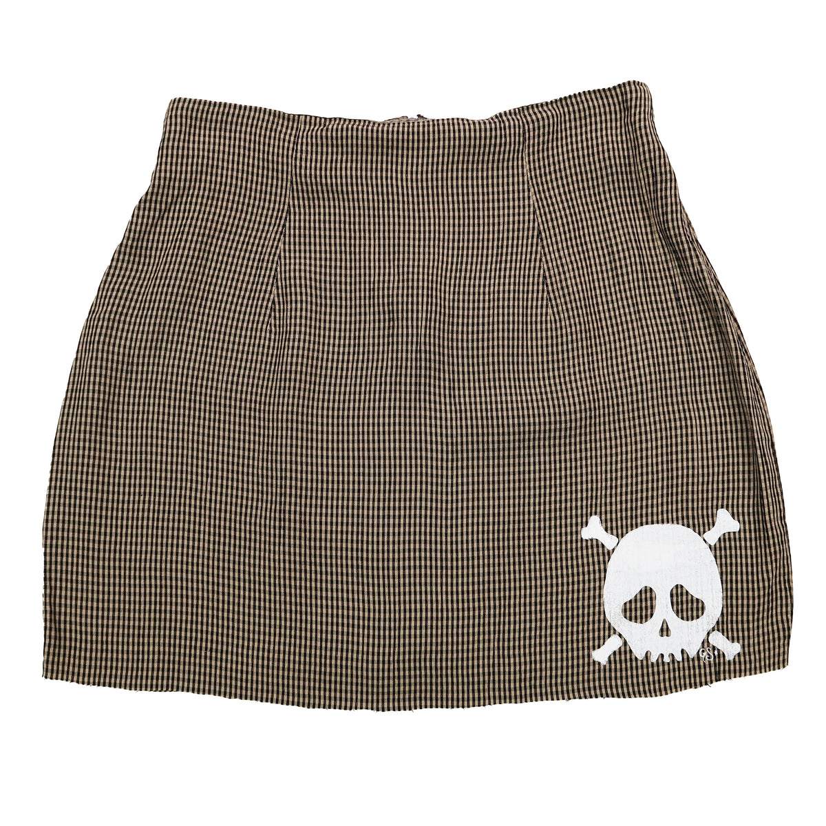 "Grim Skull" Gingham Skirt - Medium