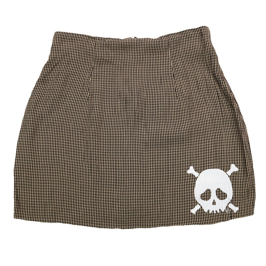 "Grim Skull" Gingham Skirt - Medium