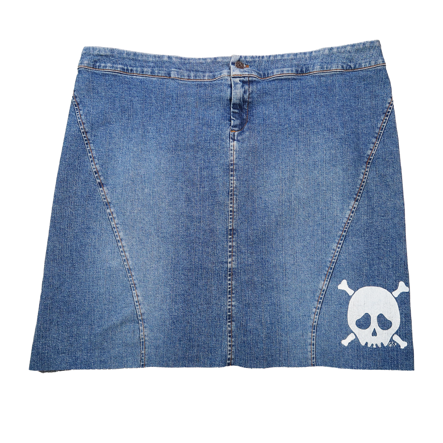 "Grim Skull" Denim Skirt - XL