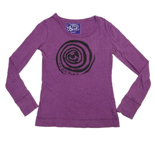 "I See All" (Eye Spiral) Purple Long Sleeve - Small