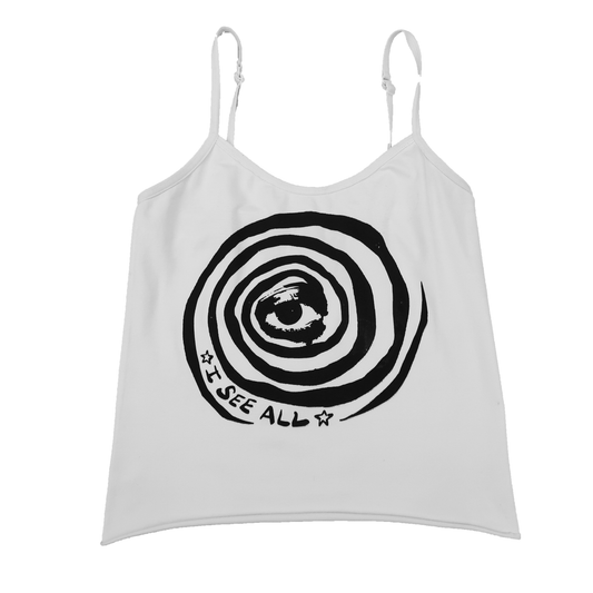 "I See All" (Eye Spiral) White Tank - Small
