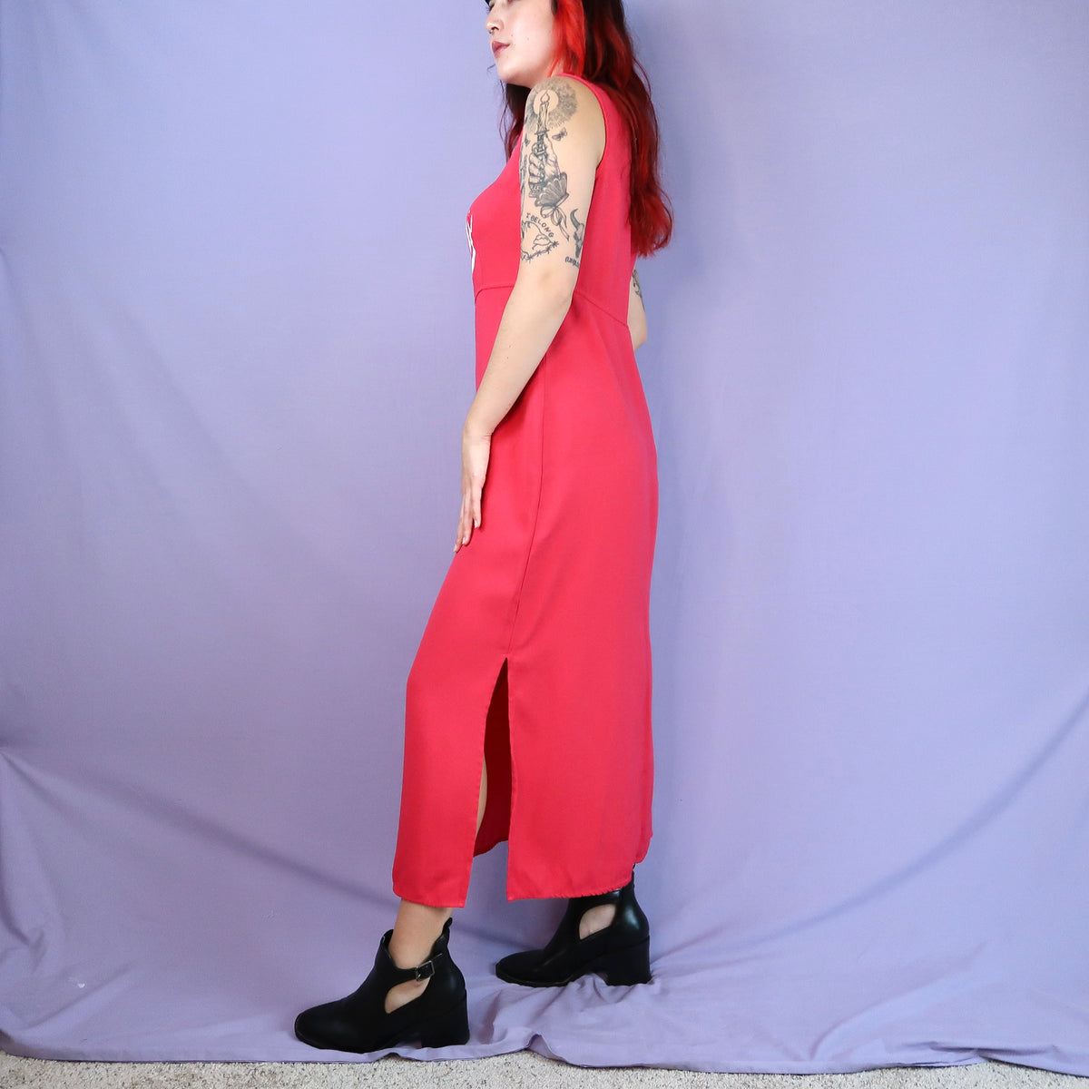 "I See All" (Eye Spiral) Red Maxi Dress - Medium