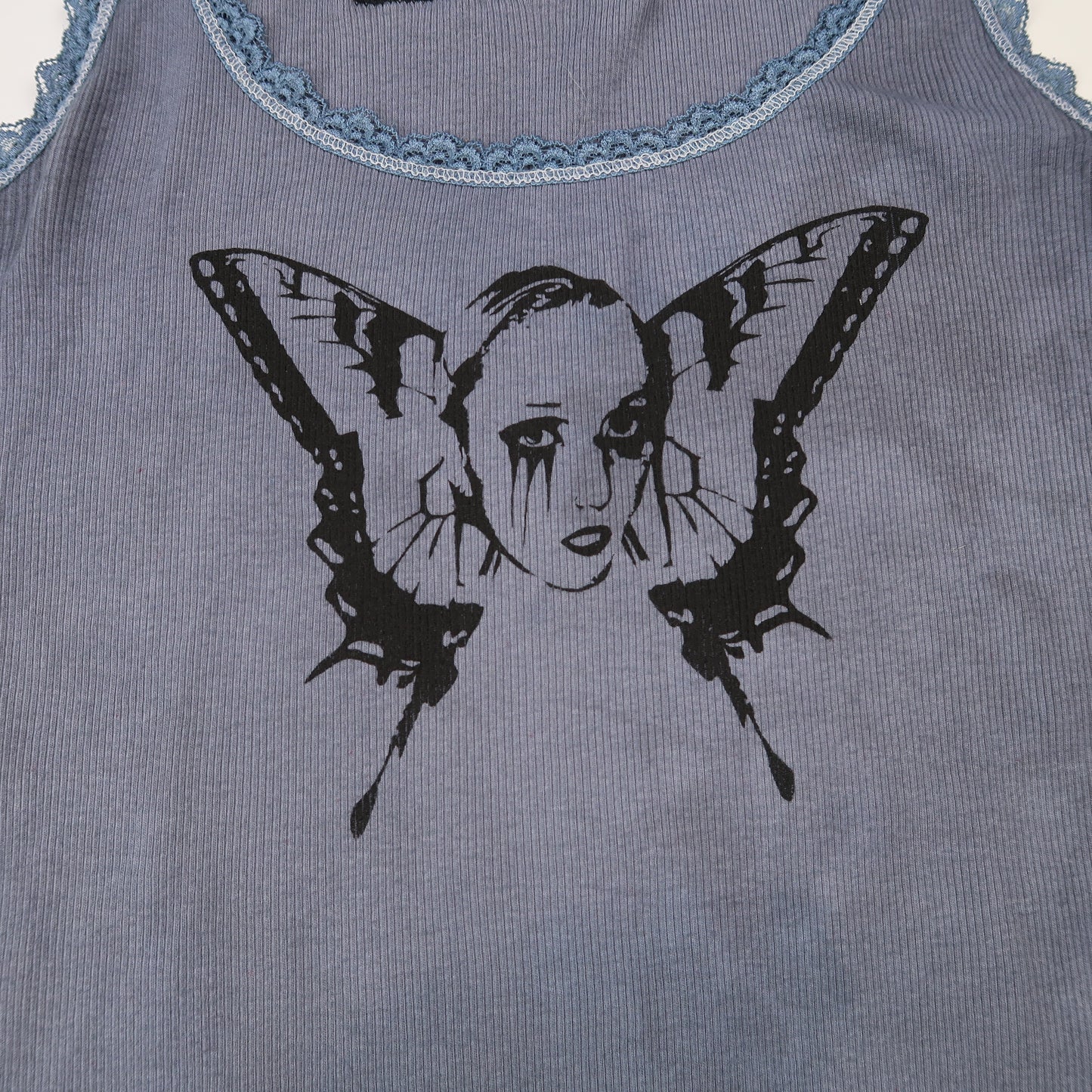 Weeping Butterfly Gray Lace Tank - Medium