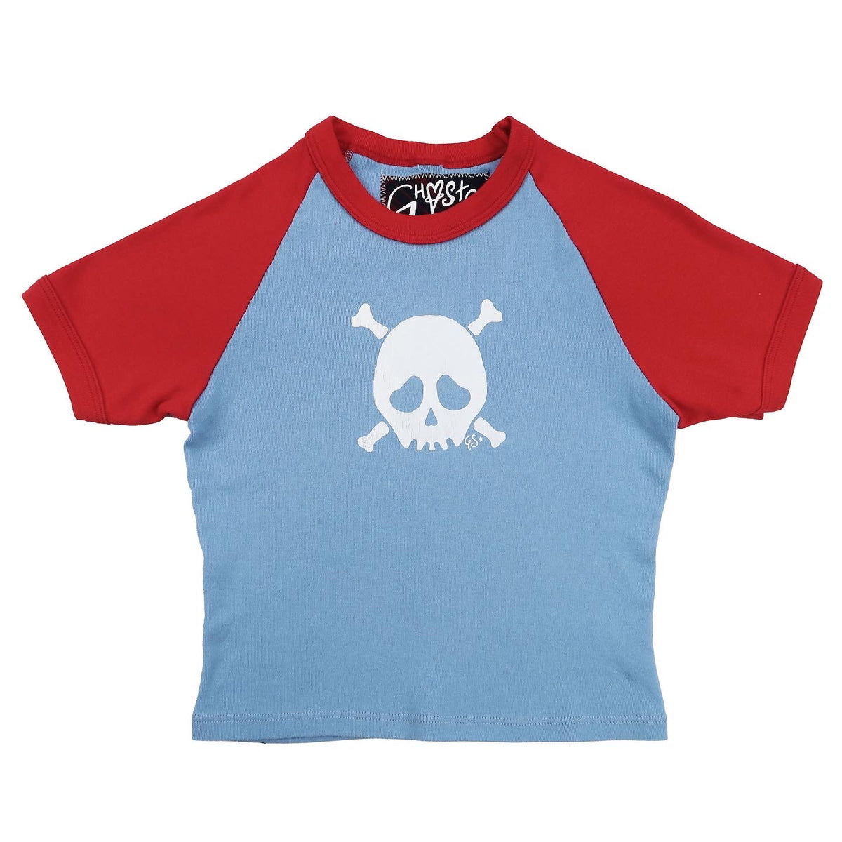 "Grim Skull" Raglan Baby Tee - Small