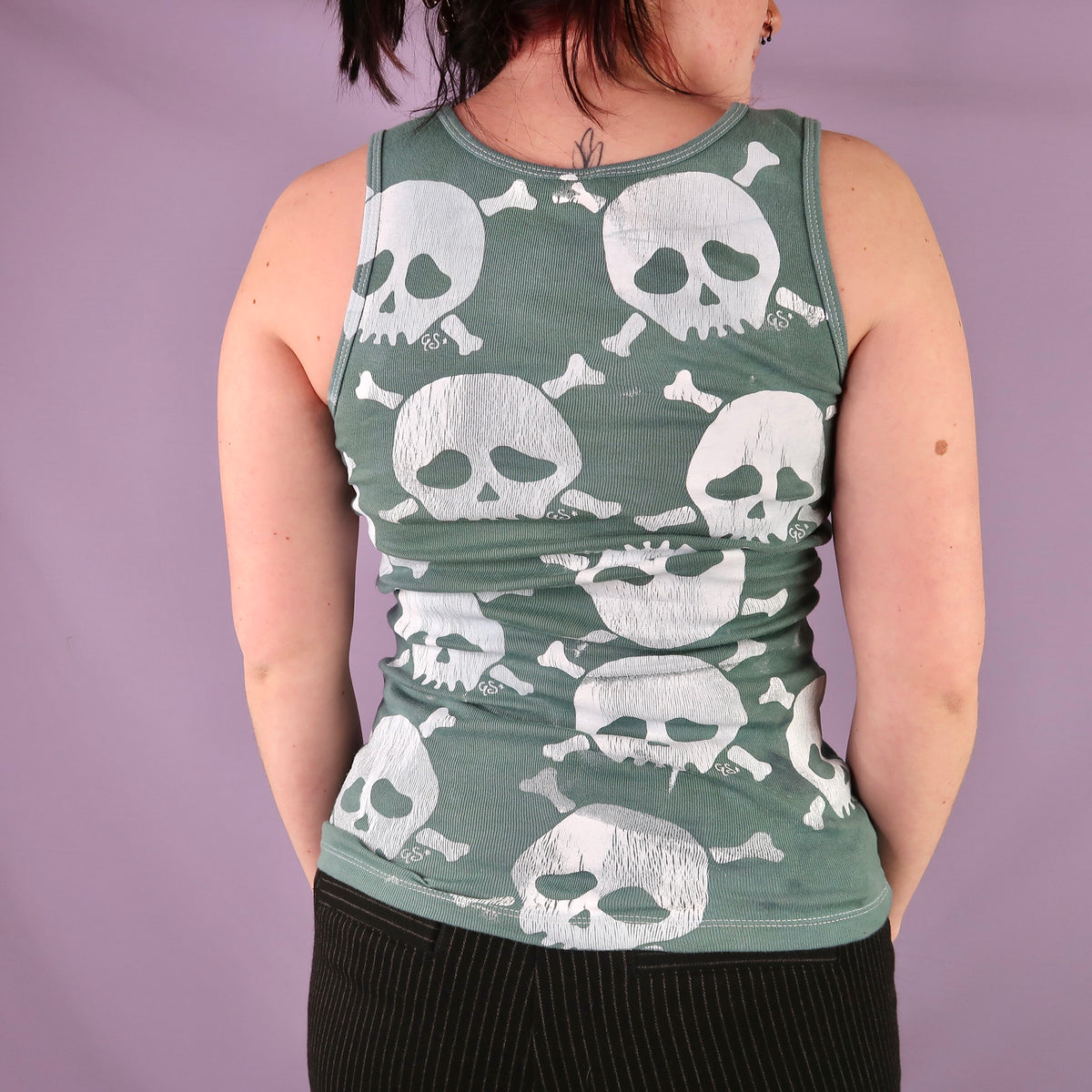 "Grim Skull" AOP Teal Tank - Small