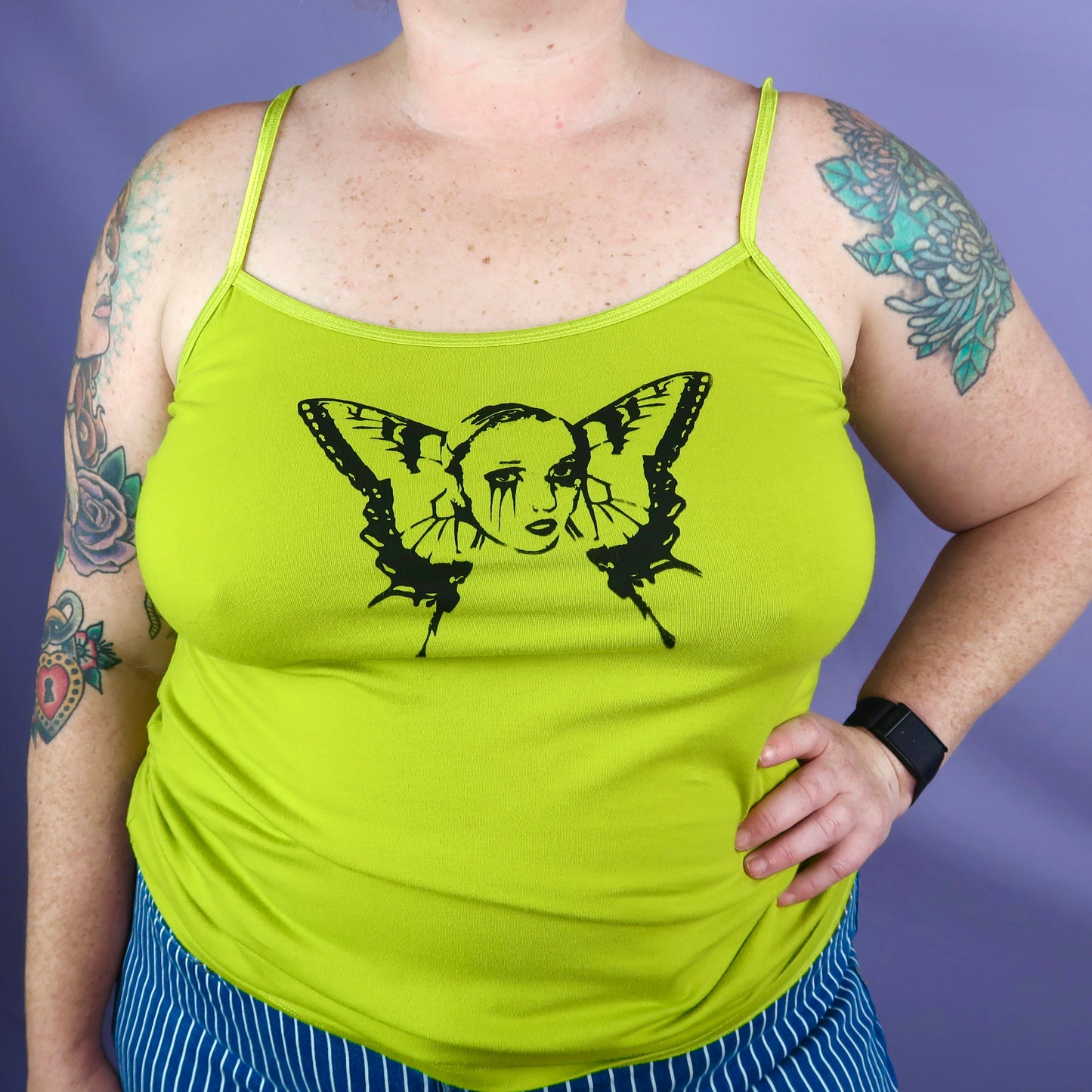"Weeping Butterfly" Neon Chartreuse Tank Top - 2XL